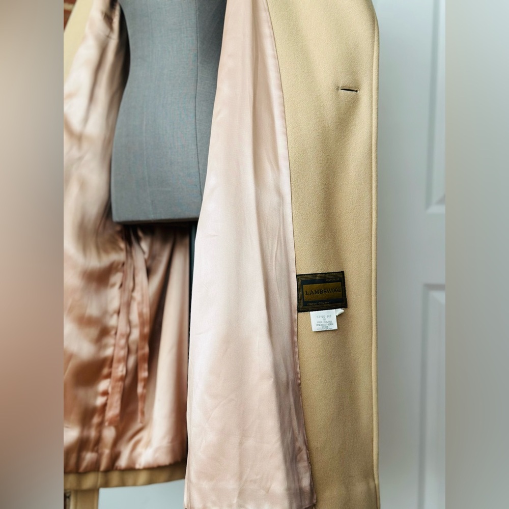 Vintage Camel Classic Lambswool Midi Coat | Belted Wrap Style - Picture 17 of 17